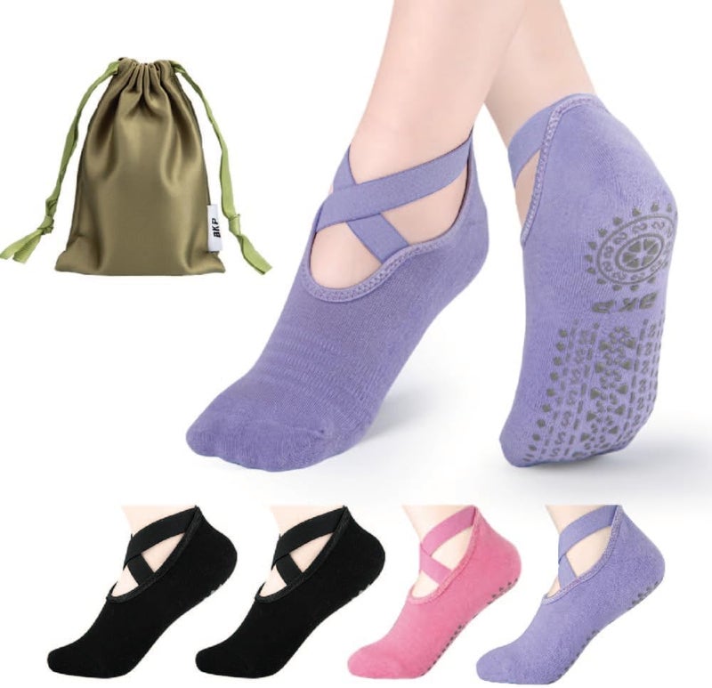 BKP Yoga Socks for Women,Pilates Socks Non Slip Grip Socks Suitable for Ballet,Plasticity,Dance,Home,Training - Image 1
